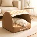Niche bulle déhoussable pour chien, marron ou turquoise